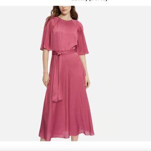 ted baker hariiet raglan sleeve tea midi dress pink size 4 like new no tags